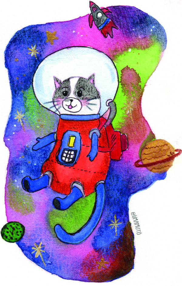 Gato espacial - Plantilla para acuarela