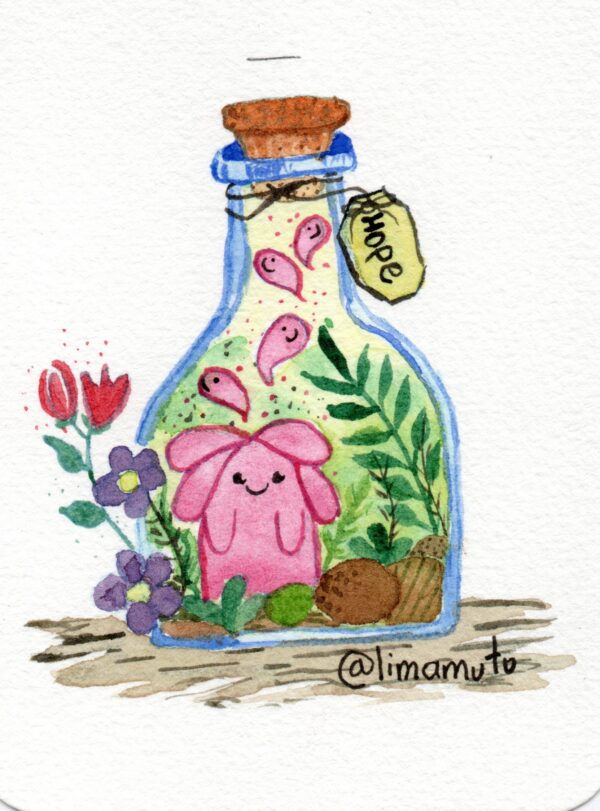 Botellita Hope - Plantilla para acuarela